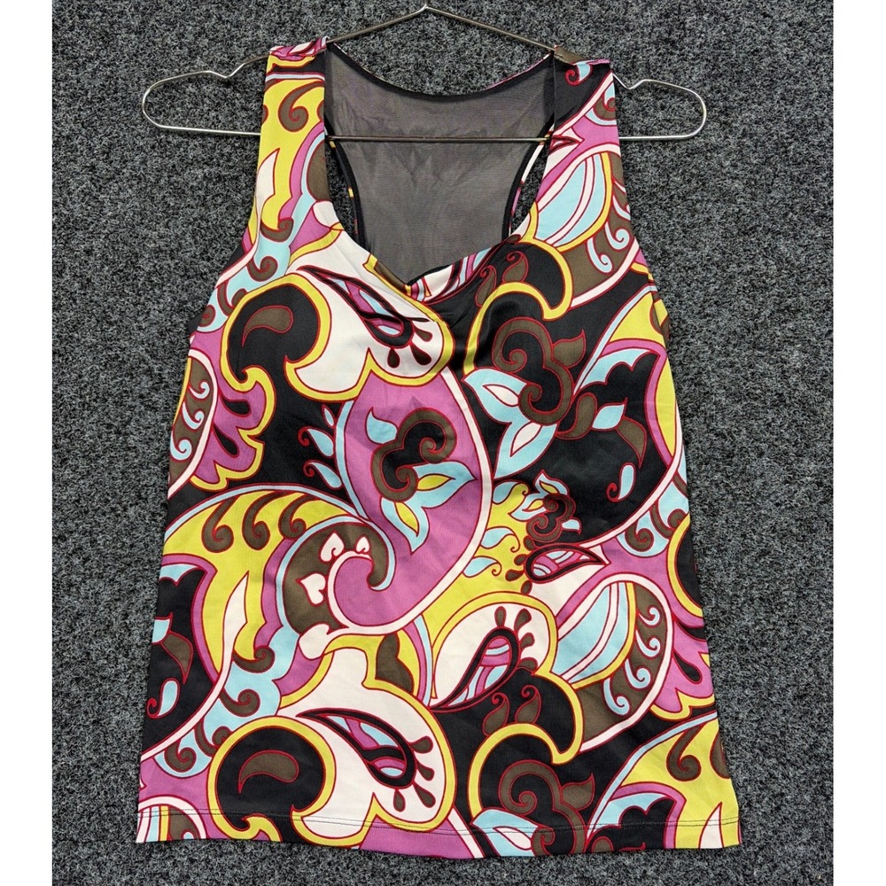 Athleta Tank Top Womens S Multi Paisley Racerback Shelf Bra 43082 Yoga Active